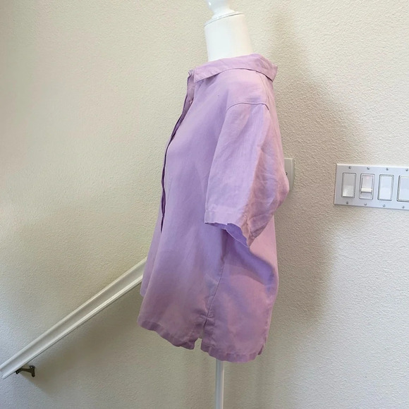 St. John’s Bay 100% Linen Light Purple Shortsleeved Shirt size L like new - Picture 2 of 7